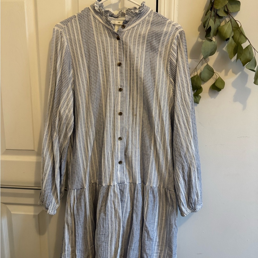 H&M Blue and White Striped Blouse